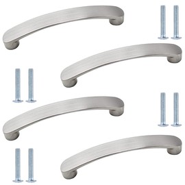 BOOLSFMAM Pack of 4 Furniture Handles, Cabinet Handles, Brushed Aluminium Kitchen Handles, Furniture Handle, Cabinet Handle, Drawer Handles for Drawers, Cupboard Doors, Kitchen Cabinets