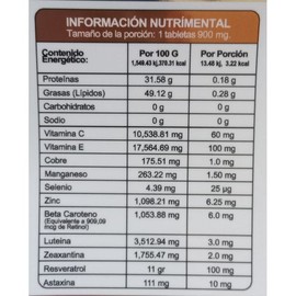 Suplemento Veralife Regeneration Resveratrol Astaxantina Luteina Zeaxantina Betacaroteno Vitaminas E y C Zinc Cobre Selenio