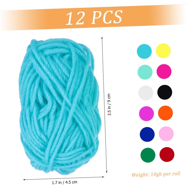 LALAFINA Acrylic Yarn Knitting Crocheting 12 Colors Soft Durable Craft