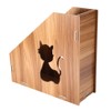 Tyenaza Desktop File Magazine Folder Holder, Wooden Hollow Cat Desktop
