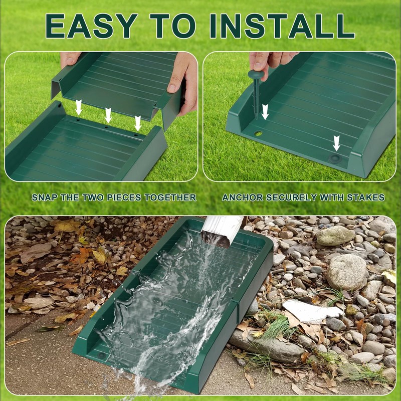 Aobiono Downspout Splash Block, Gutter Downspout Extensions Diverter, 24" Gutter