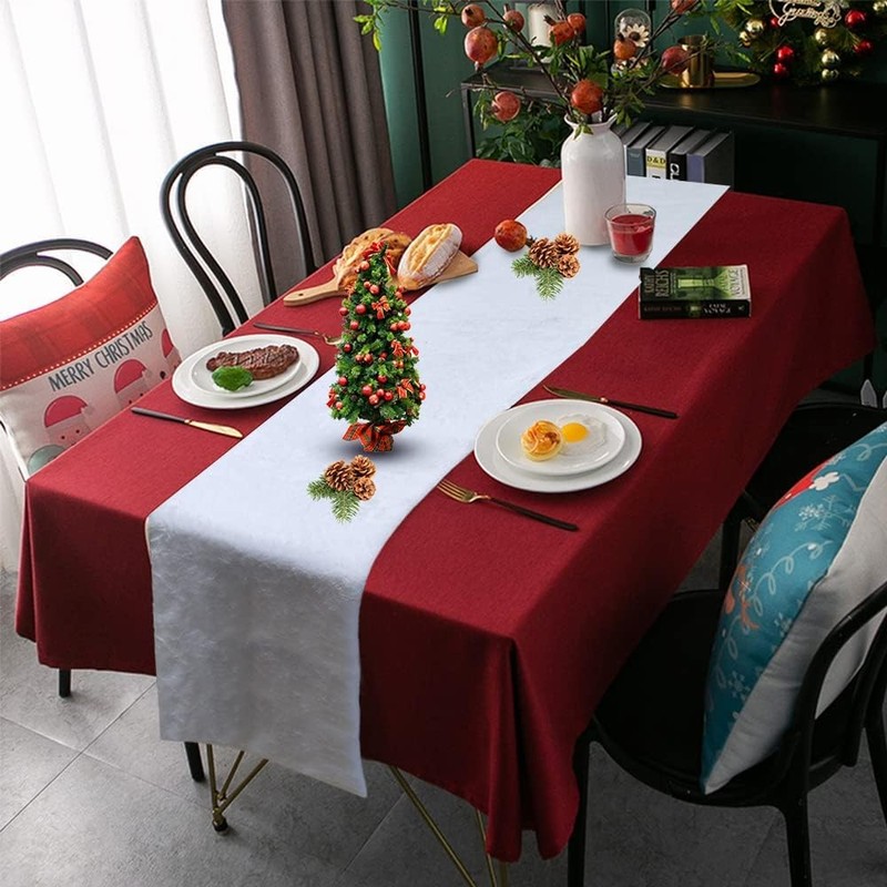Table Runner Faux Fur White Christmas Table Runner Decorative Fur