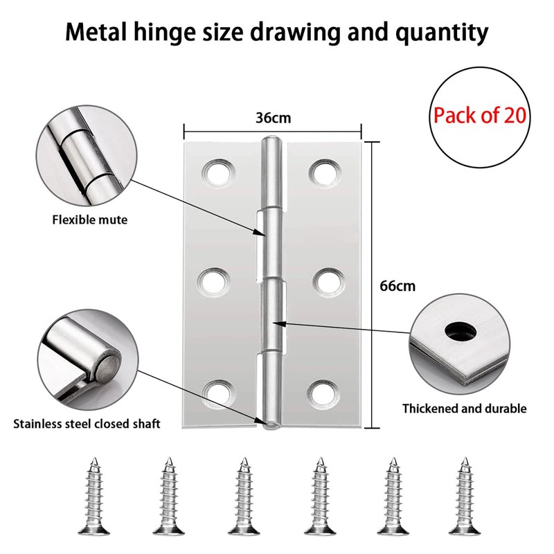 Door Hinge Hinge, Hinge, Foldable, Pack of 20 Stainless Steel