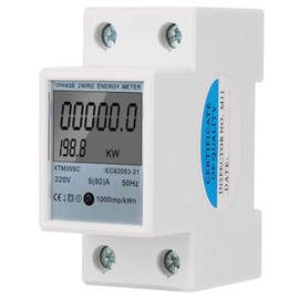 DEWIN Electricity Meter, DIN Rail, Digital Electricity Meter, 1 Phase AC Meter, KWh Meter, Energy Meter, 1P 5 (80), AC 220 V