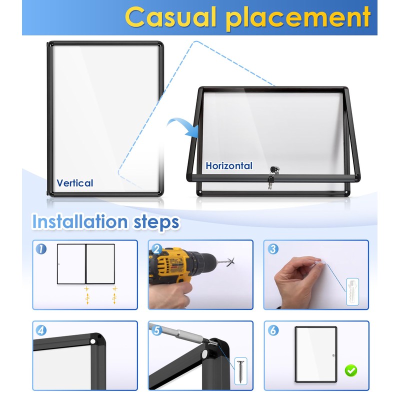 SWANCROWN Enclosed Notice Board Magnetic Bulletin Boards for Office with