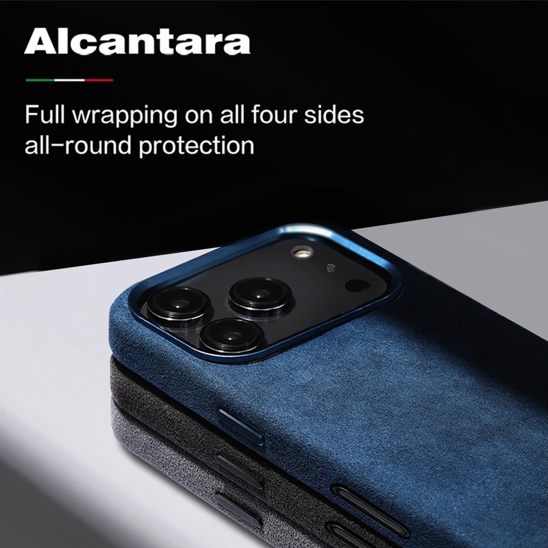 AKANTRA Italy Alcantara Case for iPhone17 Series,Handmade Fully-Wrapped Synthetic Suede