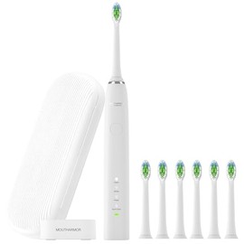 Cepillo de dientes UltraSonic con estuche de viaje y 4 cabezales de cepillo (blanco)