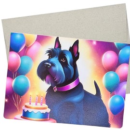 Whitman and Daughter Scottie Birthday Card, Happy Birthday Dog Card (1 Premium Quality Folded Card, Blank Inside, 5X7 Inch) Scottish Terrier Birthday Card - 433
