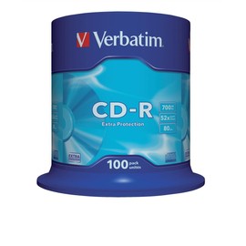 Verbatim 43411 700MB 52x Extra Protection CD-R - 100 Pack Spindle