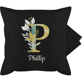 Cushion Cover – Initials Initial Letter – Name Gift – 50 x 50 cm – Black – Letter Cushion Letter Cushion Name Cushion Letter Letter Cushion Cover