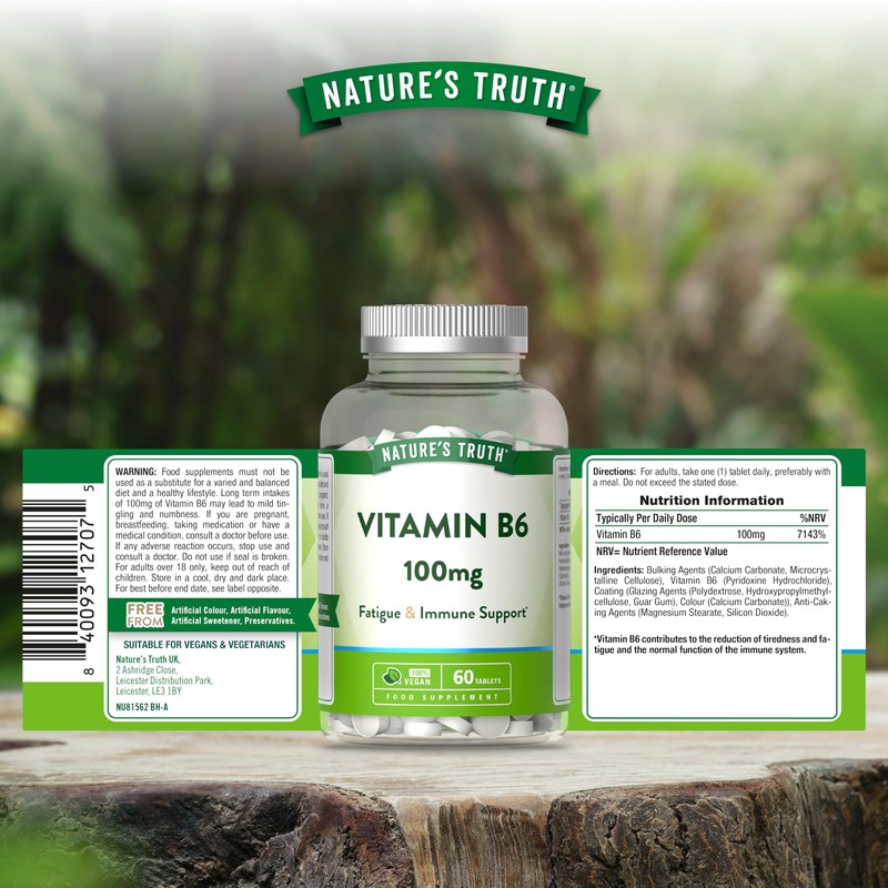 Nature's Truth Vitamin B6 100mg - 60 Vegan Tablets -