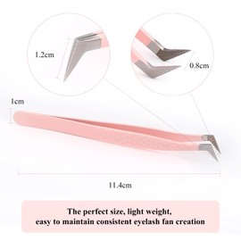 Professional Eyelash Extension Tweezers for Eyelash Extensions, Metal Stainless Steel Tweezers, Pink Elbow, Stand-alone (Seven Tweezers)