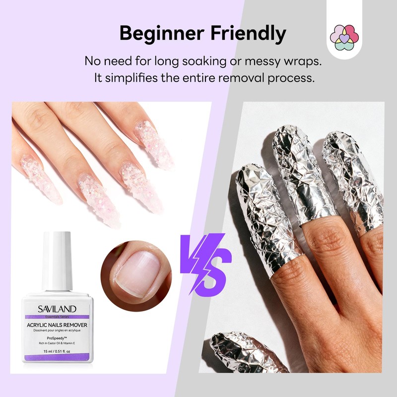 SAVILAND Acrylic Nail Remover Kit: 30 ml Acrylic Remover for