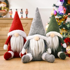 Qivange 3 PCS Christmas Gnomes Set Gonks Christmas Decorations Indoor, Xmas Gonks Decorations Handmade Gonks Figures Plush Doll Christmas Gonks Ornaments Xmas Table Decorations for Home Decor