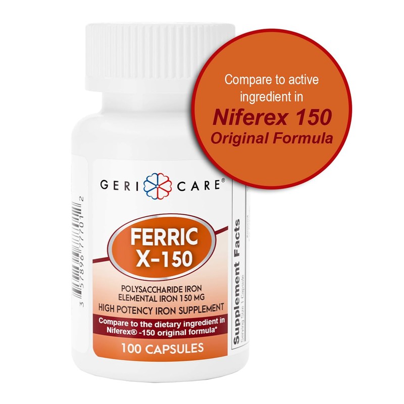 GeriCare Ferric X-150 High Potency Polysaccharide Iron Supplement, Elemental Iron