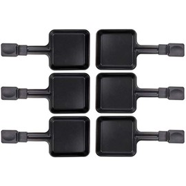 6 x Raclette Pans 23178 10 x 10 cm, Extra Long Handle, Universal for Raclettes (see text for dimensions)