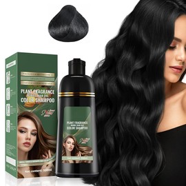 Shampoo para Canas 3 en 1, Shampoo Tinte Instantaneo Cubre Canas, Tinte Capilar de Acción Rápida, Suave y no Dañino, Ideal para Hombres y Mujeres, 500ml(Negro)