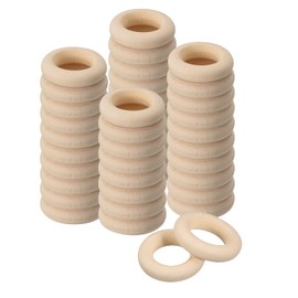 QUARKZMAN Pack of 50 Natural Wood Rings 25 mm (1 Inch) 6 mm Thick Smooth Unfinished Wooden Circles for Handmade Knitting Macrame Pendant