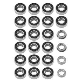 Micro Traders 24Pcs RC Car Ball Race Bearing Upgrade Bearing Set Replacement Part 5x11x4mm 2RS 5x8x2.5mm ZZ 5x8x2.5mm Flanged Compatible with T-Amiya MF-01X