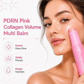 Bálsamo Multiusos PDRN Rosa con Colágeno y Volufiline Stick Facial Coreano 2 Piezas Tratamiento para Contorno de Ojos, Rostro, Cuello y Labios Hidratante con Efecto Relleno NAD+ y Péptidos