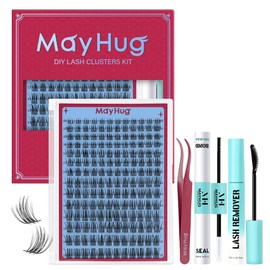 Mayhug Eyelash Extensions Set, Natural Lash Extension Set, 8-18 mm, Eyelash Extensions, D Curl Lashes Extension Kit, DIY Eyelash Set for Home (FeatherLash Kit)