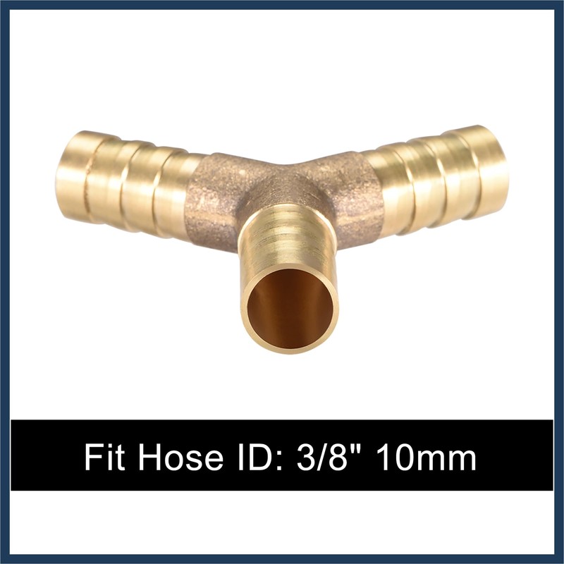 INFINAUTO 10mm 3/8" ID Brass Barb Splicer Fitting Y-Shaped 3