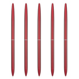 5 Pieces Ballpoint Pen Set, Black Ink Slim Lightweight Smooth Writing Metal Pen, for Business Office Teacher Student Wedding Guest (Wine Red)