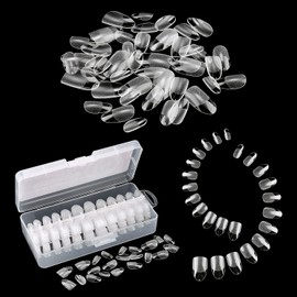AIMEILI Pack of 432 Round Short Fake Nails Transparent Round Oval 12 Sizes Artificial Nails for Sticking Acrylic UV Gel Nail Tips Nail Art False Nails with Box - Oval