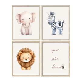 AIOAIFUT Safari Nursery Wall Art Prints, Baby Animal Nursery Pictures Wall Decor, 8x10 inches, Set of 4, Unframed