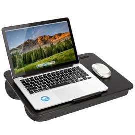 LAPGEAR Original Lap Desk – Large (17.9” x 13”) | Fits Up to 17.3” Laptops | Cushioned with Device Ledge, Pencil Tray & Handle | Portable & Lightweight | Black – Style No. 45148