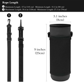 Linkidea Water Bottle Carrier with 2 Strap Compatible with Owala FreeSip 24oz, Waterbottle Sling Bag Holder, Shoulder Strap with Mesh Phone Pocket, Black