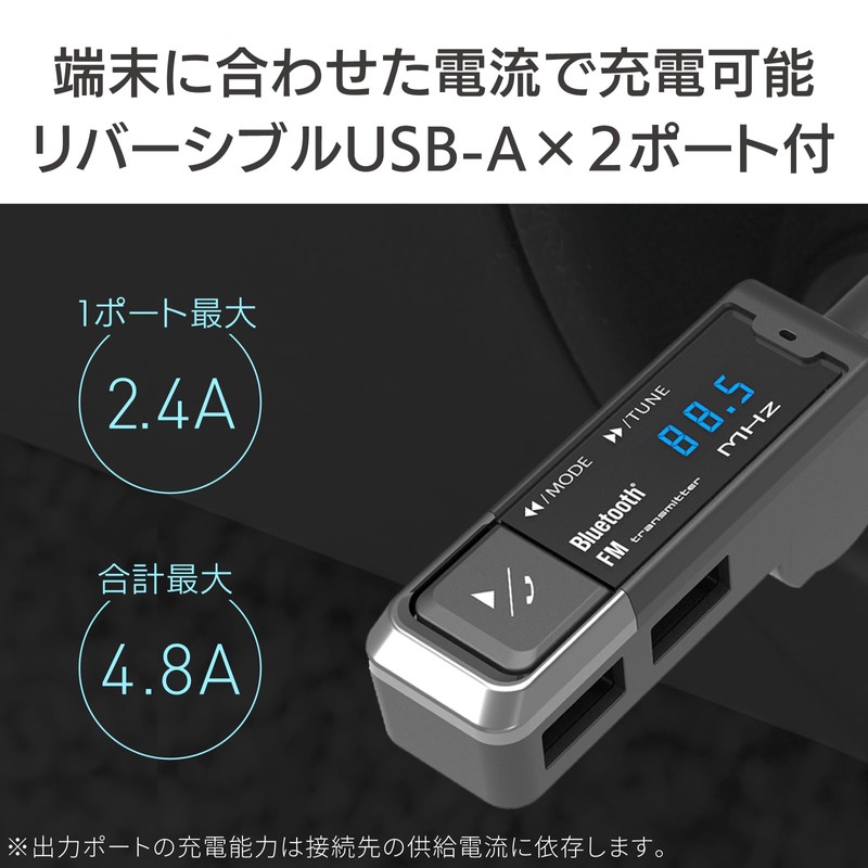 Kashimura Slim Design! Multifunctional Bluetooth FM Transmitter with USB Port,