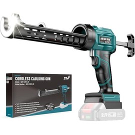 APROTII Electric Caulking Gun Compatible with Makita Battery, Cordless Caulk Gun w/ 4 Adjustable Speeds, LED Light, Drip-Free Adhesive 10OZ/300ML Caulk Gun for Filling, Sealing (No Battery)