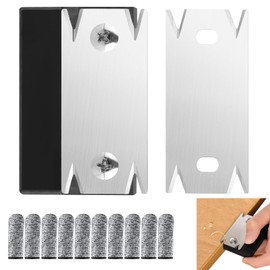 Edge Cutter Edging Bucket, Veneer Edge Cutter with 1 Replacement Blade and 10 Anti-Cut Finger Cuffs, Manual Edge Banding Cutter, Edge Cutter for Woodworking