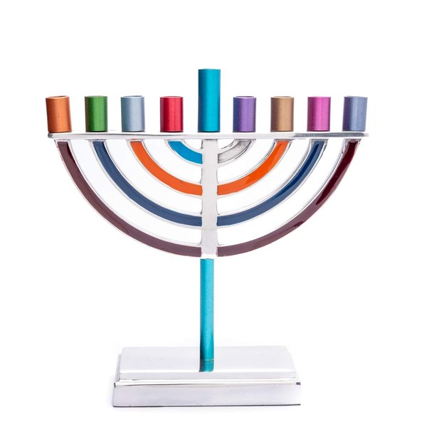 Yair Emanuel Hanukkah Menorah Classic Style Colored Branches (Multi Color, Small)