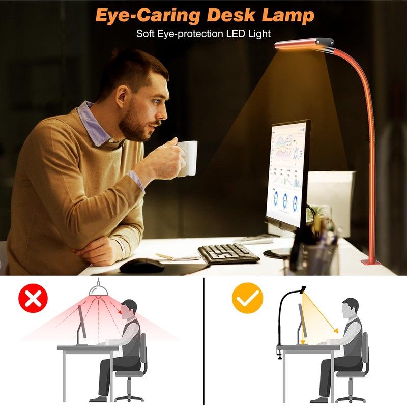 Airlonv LED Desk Lamp for Office Home, Eye-Caring Desk Light