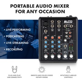 Alto TrueMix 500 - Audio Mixer with XLR Mic In and USB Audio Interface for Podcasting, Live Performance, Streaming, Recording, DJ - Mac and PC