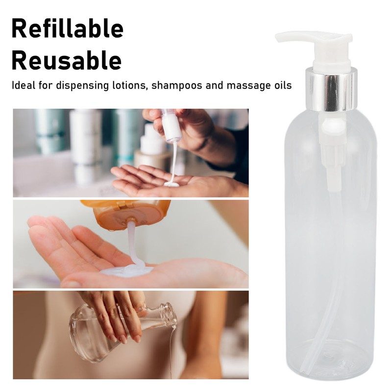 Clear Plastic Pump Bottle Dispenser Empty Refillable Massage Oil Bottle