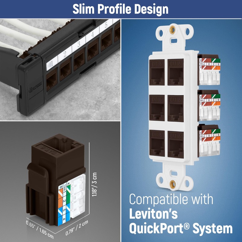 Everest Media Solutions 90° Angled CAT6 Keystone Jack in Brown