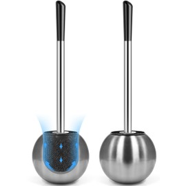 Toilet Brush and Holder 2 Pack, 304 Stainless Steel Toilet Brush with Extended and Durable Comfortable Brush Handle, Toilet Bowl Brush for Bathroom Toilet - Ergonomic, Pratical Durable
