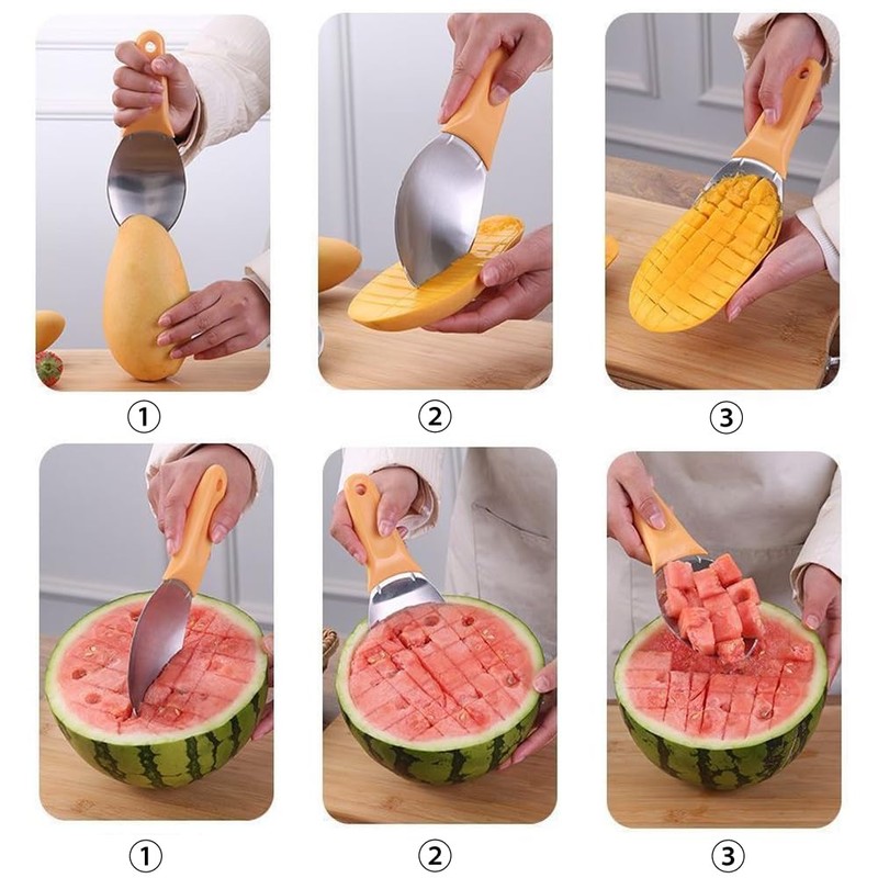 JOMIHONEY 2 Pcs Mango Slicer Cutting Tool, Watermelon Cutter Tool,