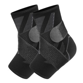 CYCLXY Ankle Brace and Compression Sleeves (Gray, Small)