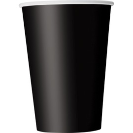 Solid Black Paper Cups - 12 oz (Pack of 10) - Disposable Drinkware - Perfect For Parties, Events & Gatherings