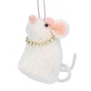 Gisela Graham Felt Decoration White Mouse with Diamante Necklace