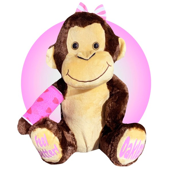 Kid Broken Arm Gift - Personalized Monkey Plush - Free