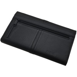 Large Calf Leather Women's Wallet / Purse / Purse / Wallet MJ-Design-Germany with RFID & NFC Protection (Black), black, Wallets