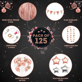 KatchOn, Rose Gold Party Decorations - Huge, Pack of 125 | Confetti Balloons, Rose Gold Balloons | Rose Gold Backdrop, Bachelorette Party Favors | Rose Gold Birthday Decorations | Bridal Shower Decor