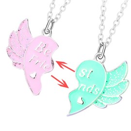 Matching Magnetic Best Friends Necklaces for 2 Girls Angel Wings Necklace for Best Friend Birthday Gifts for Girls Bff Christmas Gift for Bestie Friendship Necklace for 2