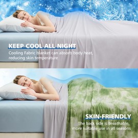 EMME Cooling Blanket Queen Size (90"x90"), Q-Max 0.5 Cooling Blankets for Hot Sleepers, Ice Summer Blanket for Nights Sweats, Green Lightweight Sheet for Bed