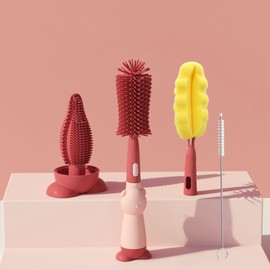 Oruiiju Silikon Biberon Goupillon, 3'ü 1 Arada Temizleme Biberon Fırçası, BPA içermez, Dayanıklı ve Çizilmez, Biberon ve Emzik Goupillon Tüm Boyutlarda Biberonlar